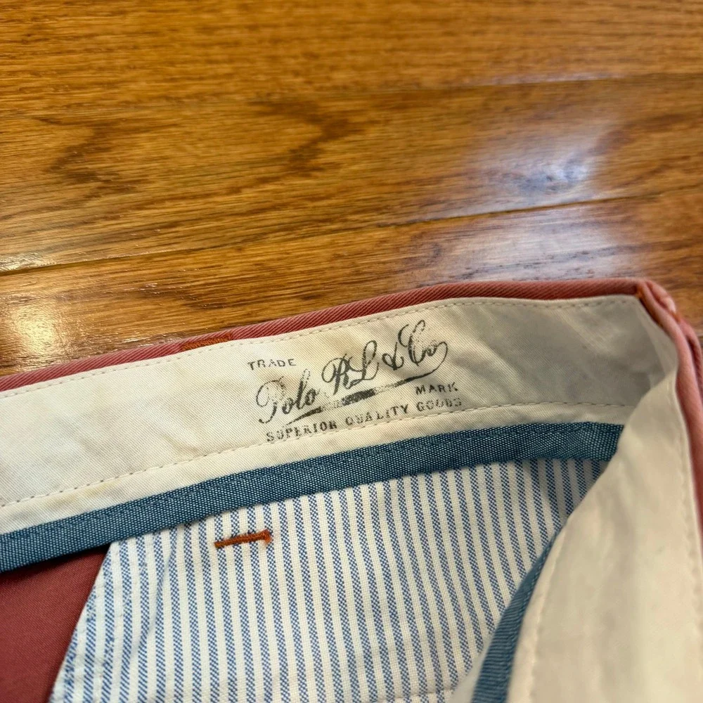 New Polo Ralph Lauren Chino Pants Mens 38x32 Coral Pink Classic Fit Cotton Twill